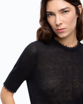 Short-sleeved T-shirt with frayed edges - | Pinko