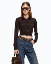 Cropped cardigan with polo collar - | Pinko