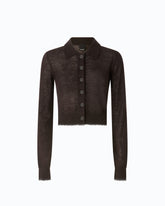 Cropped cardigan with polo collar - | Pinko