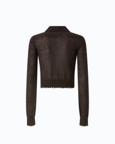 Cropped cardigan with polo collar - | Pinko
