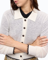 Cropped cardigan with polo collar - | Pinko