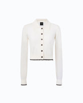 Cropped cardigan with polo collar - | Pinko