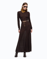 Long turtleneck dress in merino wool and alpaca - | Pinko