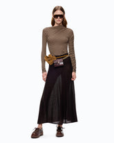 Long flared skirt in merino wool and alpaca - Brown | Pinko