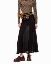 Long flared skirt in merino wool and alpaca - Brown | Pinko