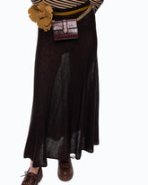 Long flared skirt in merino wool and alpaca - Brown | Pinko