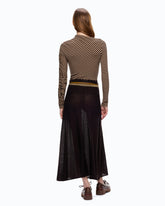 Long flared skirt in merino wool and alpaca - Brown | Pinko