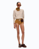 Fully rhinestoned wool-blend shorts - | Pinko