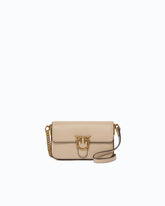 Baby Love Bag One Slouchy crossbody bag in new biker leather - Beige | Pinko