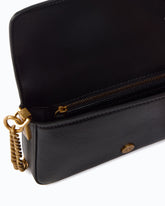 Baby Love Bag One Slouchy crossbody bag in new biker leather - Black | Pinko