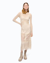 Midi slip dress with lace bands - | Pinko