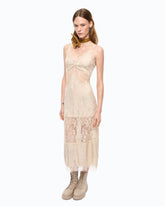 Midi slip dress with lace bands - | Pinko