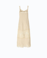 Midi slip dress with lace bands - | Pinko