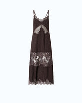 Midi slip dress with lace bands - | Pinko