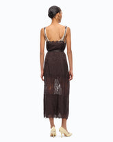 Midi slip dress with lace bands - | Pinko