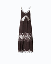 Midi slip dress with lace bands - Brown | Pinko
