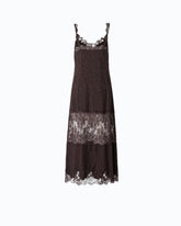 Midi slip dress with lace bands - Brown | Pinko