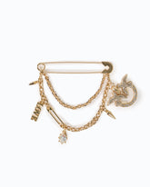 Jewel brooch with two chains and charm - | Pinko
