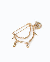 Jewel brooch with two chains and charm - | Pinko