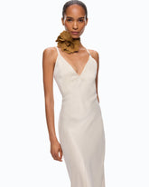 Langes Slipkleid mit abnehmbarem Love Birds-Logo - Beige | Pinko