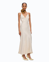 Langes Slipkleid mit abnehmbarem Love Birds-Logo - Beige | Pinko