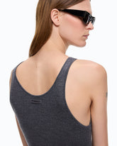 Tanktop aus Merinowolle in Rippstrick - Dunkelgrau | Pinko