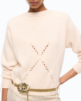 Wool and cashmere sweater with maxi diamonds - | Pinko