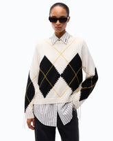 Pullover aus Wolle und Kaschmir mit Maxi-Rauten - | Pinko