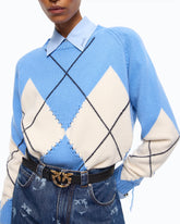 Wool and cashmere sweater with maxi diamonds - | Pinko