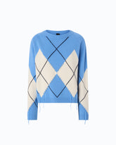 Wool and cashmere sweater with maxi diamonds - | Pinko