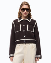 Merino wool jacket with contrasting edges - | Pinko