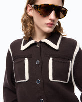 Merino wool jacket with contrasting edges - | Pinko