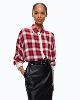 Oversized shirt with check pattern - | Pinko