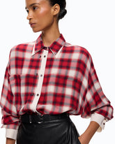 Oversized shirt with check pattern - | Pinko