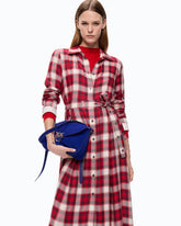 Long shirt dress with check pattern and belt - Multicolor Red-Black | Pinko