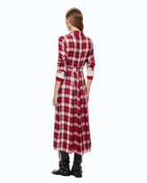 Long shirt dress with check pattern and belt - Multicolor Red-Black | Pinko