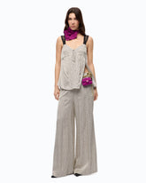 Flared polka-dot satin trousers - | Pinko