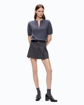 Pinstriped mini skirt with macro pleats - Multicolor Grey-Pink | Pinko