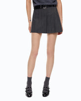 Pinstriped mini skirt with macro pleats - | Pinko