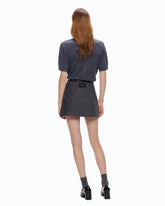 Pinstriped mini skirt with macro pleats - | Pinko