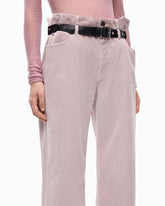 Cropped velvet trousers with leather belt - Pink | Pinko