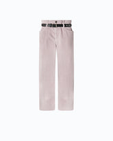 Cropped velvet trousers with leather belt - | Pinko