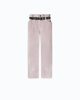 Cropped velvet trousers with leather belt - Pink | Pinko