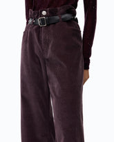 Cropped velvet trousers with leather belt - | Pinko