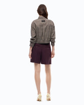 Check wool-blend cropped overshirt - | Pinko