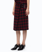 Calf-length wrap skirt with check pattern - | Pinko