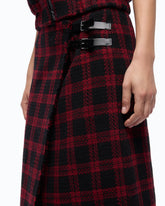 Calf-length wrap skirt with check pattern - | Pinko