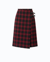 Calf-length wrap skirt with check pattern - | Pinko