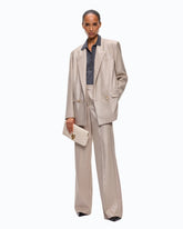 Double-breasted jacket in Metal Wool with jewel buttons - Beige | Pinko