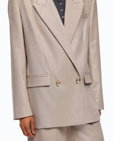 Double-breasted jacket in Metal Wool with jewel buttons - Beige | Pinko